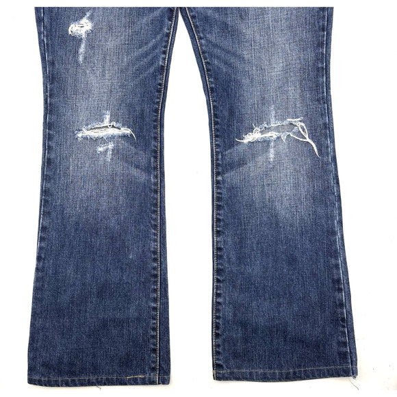 2016 Abercrombie & Fitch EMMA Medium Wash Distressed Bootcut Denim Jeans 31x29" - Picture 4 of 15